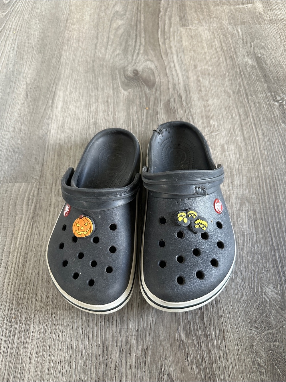 CROCS Kids Black Clogs with Halloween Charm Jibbitz